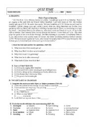 English Worksheet: EXAM FOR PRE-INTERMEDIATE STUDENTS