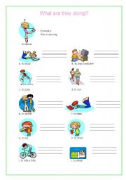 English Worksheet: What are they doing?