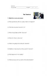 English Worksheet: The Terminal video activity