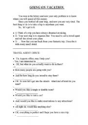 English worksheet: Going on vacation