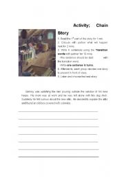 English worksheet: transition words- chain activity.