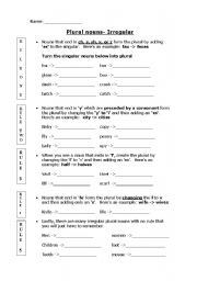 Plural Nouns-Irregular Worksheet