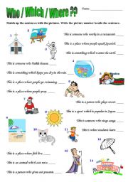 Relative Pronouns - Who, Which and Where