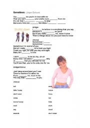 English Worksheet: Britney Spearss Sometimes Song Activity 