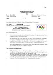 English Worksheet: Comprehension and Grammar Test
