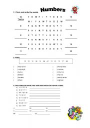 English Worksheet: NUMBERS