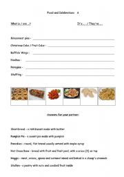English worksheet: Food and Celebrations A/B info-gap activity