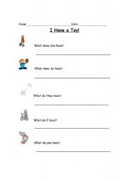 English Worksheet: Toys 