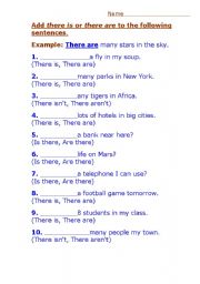 English Worksheet: There is  There are