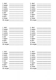 English Worksheet: colours - excercising writing