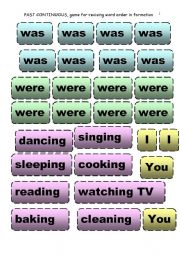 English Worksheet: Past Continuous game