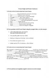 English Worksheet: Present Simple and Present Continuous Worksheet