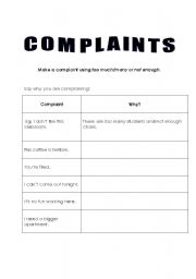 English Worksheet: Complaints
