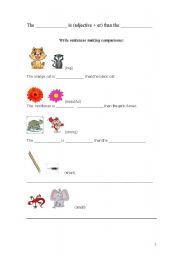 English worksheet: animals comparison