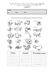 English Worksheet: Animals