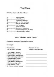 English Worksheet: this/these/that/those