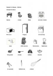 English worksheet: kitchen words
