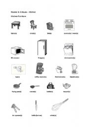 English Worksheet: kitchen words