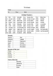 Ordinal numbers -seasons-months