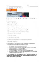 English worksheet: Reading: Etoo