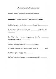 English worksheet: Possessive adjectives/pronouns