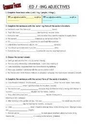 English Worksheet: -ED / -ING ADJECTIVES