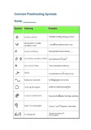 English worksheet: profreading marks