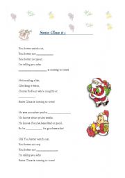 English Worksheet: Christmas song: Santa Claus is coming to town