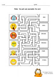 English Worksheet: emotions worksheet