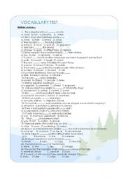 English Worksheet: VOCABULARY TEST