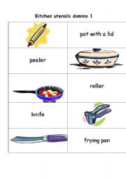 English Worksheet: KITCHEN UTENSILS DOMINO