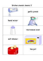 English worksheet: KITCHEN UTENSILS DOMINO 2