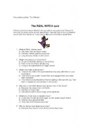 English Worksheet: The real witch quiz!