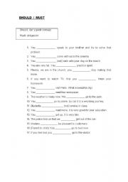 English Worksheet: should / must