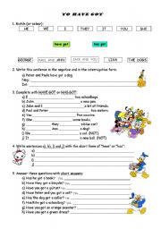 English Worksheet: TO HAVE GOT