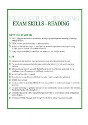English Worksheet: EXAM SKILLS- Reading