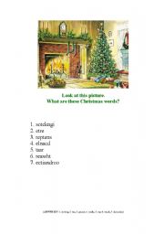 English Worksheet: Christmas- jumbled letters