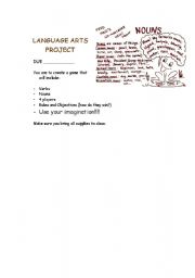 English Worksheet: Nouns & Verbs Create a Game Worksheet