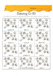 English Worksheet: Coloring 0-10