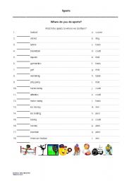 English worksheet: Where do you play Sports?