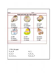 English worksheet: food