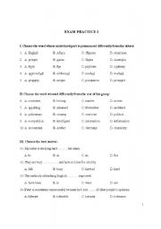 English worksheet: practice test