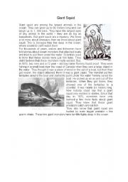 English Worksheet: Giant squid - reading