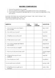 English Worksheet: Making Comparisons