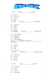 English worksheet: Quiz Comparatives and Superlatives