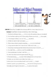 English Worksheet: Subject and Object Pronouns (2 pages)