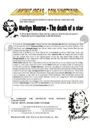 English Worksheet: Conjunctions - Marilyn Monroe - The death of a star