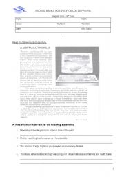 English Worksheet: Virtual world