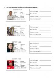 English Worksheet: Identity Card