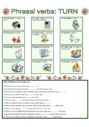 English Worksheet: PHRASAL VERBS --- TURN